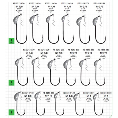 Гачки Gurza WORM SWIM BAIT (W) KЕ-3213 №2/0 +2г