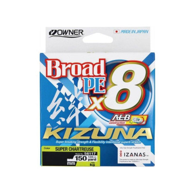 Шнур Owner Kizuna Broad PEx8 135м 0,10мм (салат.)