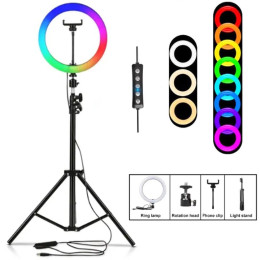 Кільцева лампа RGB MJ33 33см на штативі 2м