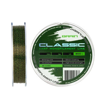 Волосінь 3D тонуча з силіконовим покриттям Brain Classic Carp Line Camo 300м 0,28мм