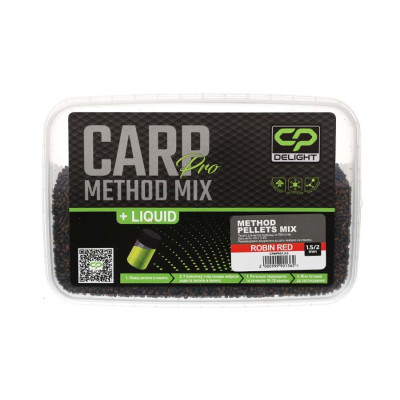 Пелетс Метод мікс Carp Pro Delight 1,5-2мм 400г Робін Ред + ліквід