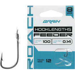 Повідець готовий з гачком Brain Feeder Roach №12 0,14мм 100см 8шт.