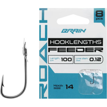 Повідець готовий з гачком Brain Feeder Roach №14 0,12мм 100см 8шт.